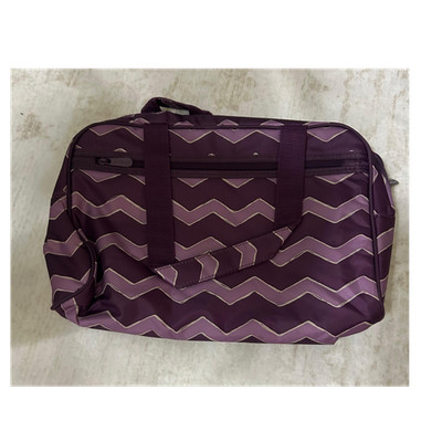 Purple Chevron Large Womens Duffle Travel Bag With Zip Closure Shoulder Strap