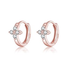 Solid 925 Sterling Silver Flower Hoop Earrings Huggie for Women Teens Daisy Hoop
