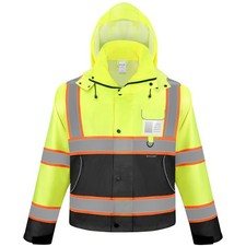 Reflective Rain Jacket Safety Jacket, Waterproof Hi Vis Rain Coat, Class III ...