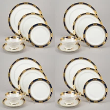 Set of 4x 5-Piece Place Settings, 2nd Quality, Empress Cobalt by Aynsley 002