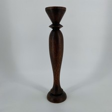 Vintage tall wood pillar candle holder 20  turned