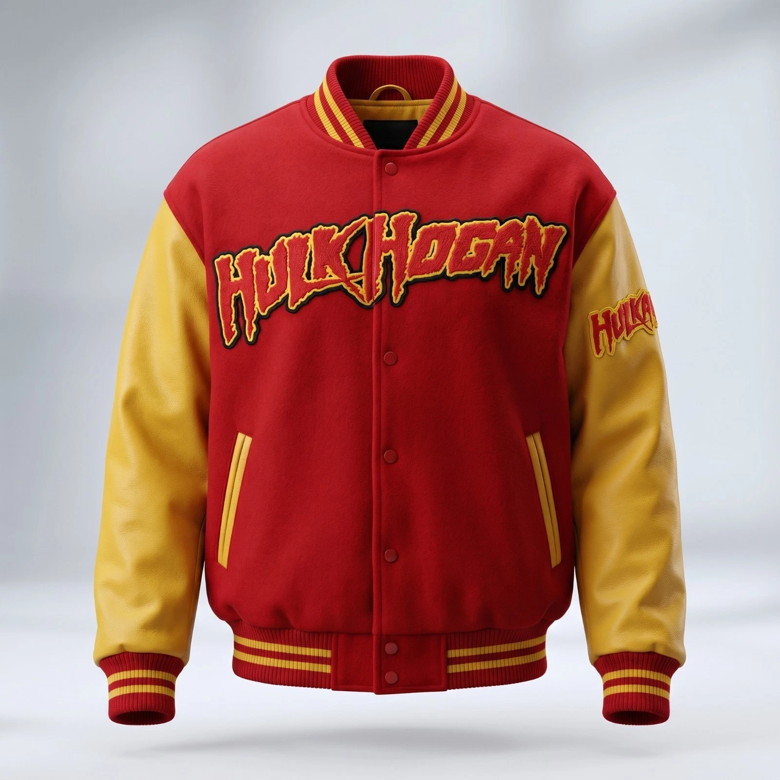 Hulk Hogan Varsity Jacket Hulkamania Red Yellow Mens Letterman Jacket All Sizes