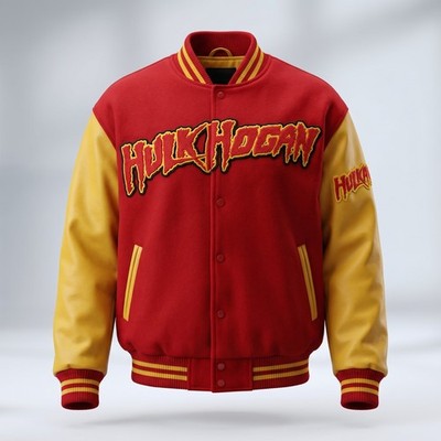 Hulk Hogan Varsity Jacket Hulkamania Red Yellow Mens Letterman Jacket All Sizes