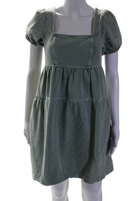 Louna Womens Green Denim Mini Dress Green Size 4 15586676