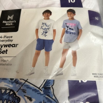 Shark Member's Mark Boys 4 Piece Set (Shark, 10) 2 shirts , 2 tops  New  
