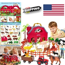 Toddler Farm Animal Playset with Barn Tractor...