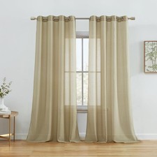 2 Piece Semi Sheer Voile Window Curtain Grommet Panels Bedroom  Living Room 54"