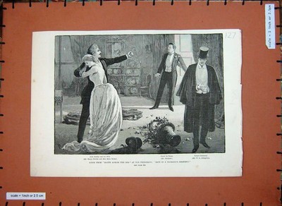 Old Antique Print 1888 Hands Across The Sea Princess Theatre Neville Mary 19th