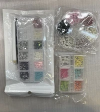Nail Charms Gems Kit Rhinestones Pearls Bows Flowers 3D Nail Art Decoration Set