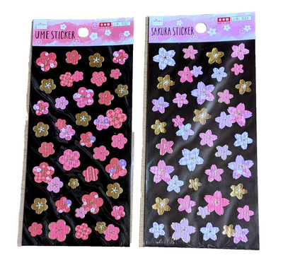 Japanese Floral Stickers - Sakura (Cherry Blossom) & Ume (Plum) - 2 Sheets Se