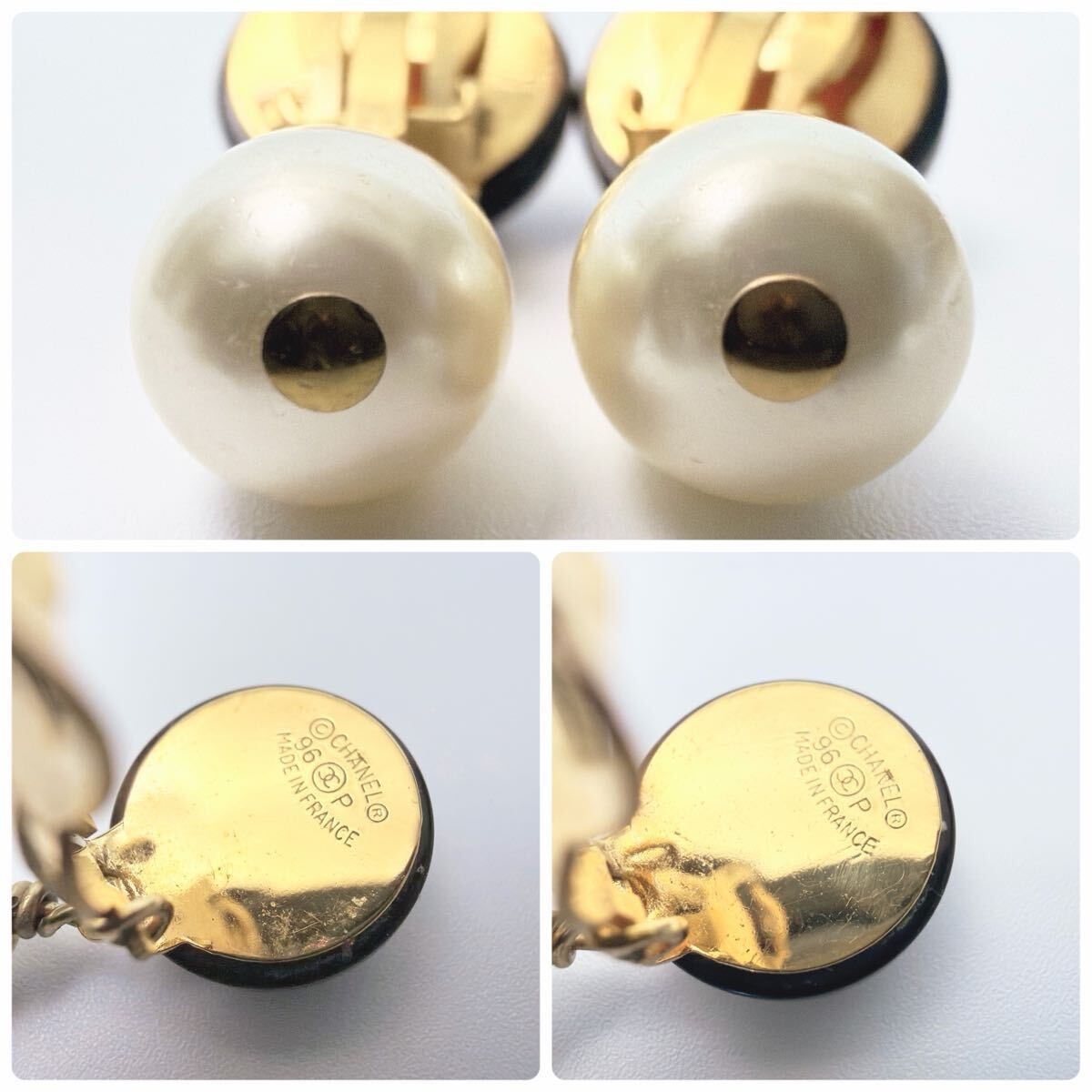 CHANEL Coco Mark Swing Pearl Earrings, 96P, Gold and Black Women's Accessories thumbnail 10