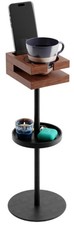 Drink Table Small Spaces Slim Pedestal Side Real Wood Top Stable Base