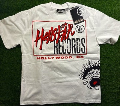 Hellstar Records Hollywood CA Graphic T-Shirt White Men's Crew Neck L