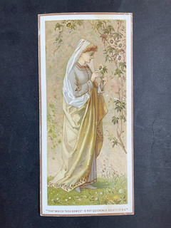 VICTORIAN GREETING CARD LADY FLOWERS RELIGIOUS VERSE DE LA RUE SERIES No 417