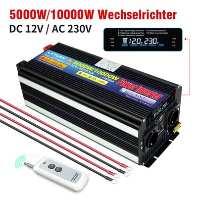 5000W 10000W Spannungswandler 12V auf 230V Wechselrichter Mit Fernbedienung USB