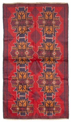 Vintage Geometric Area Rug 3'8'' x 6'6'' Traditional Hand-Knotted Wool Carpet