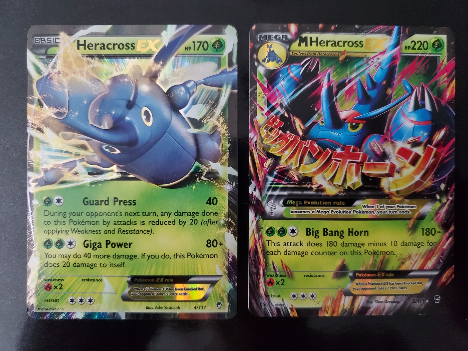Heracross EX 4/111 M Heracross EX 5/111 Holo Pokemon TCG XY Furious Fists NM