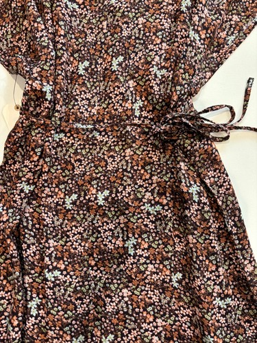 Billabong Bright Skies Mini Dress V Neck Floral Pink Brown Size Medium NWT - Picture 12 of 13