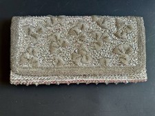 Vintage 1950s-60s MM Kane Hand Beaded Sequin Clutch Purse Hong Kong MCM Bridal