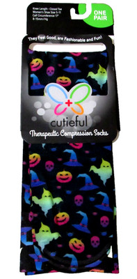 Cutieful Therapeutic Compression Socks Knee Length Womens Shoe Sz 5-11 Halloween