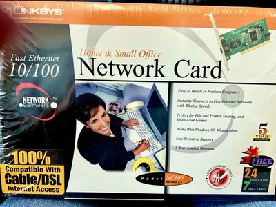 Linksys Network Card Model NC100 CAT 5 Cable/DSL Internet Compatible - NEW