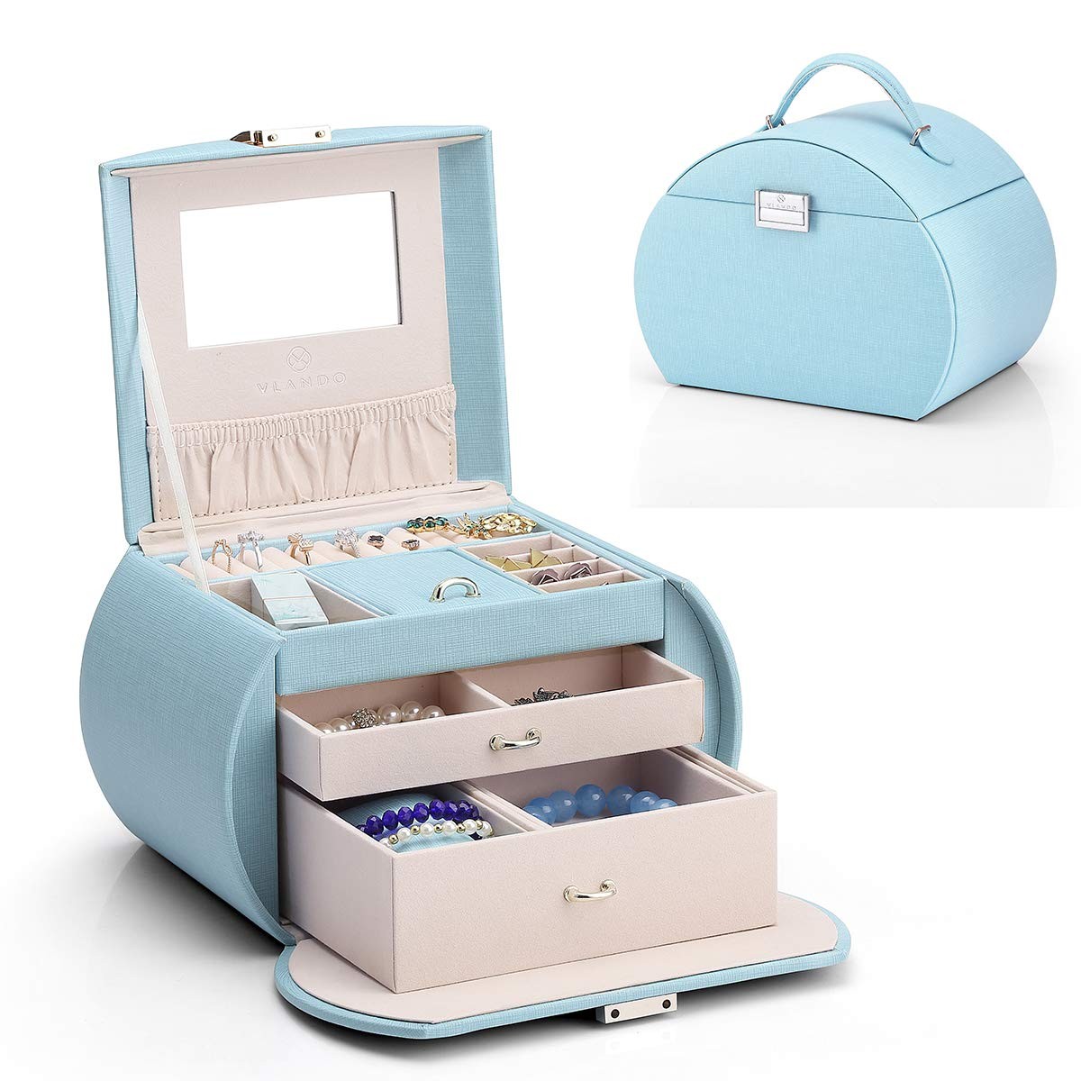 Princess Style 3-Layer Jewelry Box for Girls Kids Jewelry Storage Organizer-image