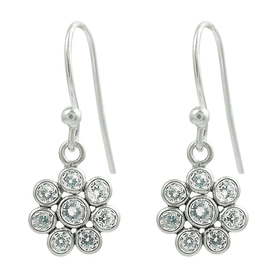 Zircone Cubico Pietra Argento Sterling Natale Regalo Orecchini a Goccia Gioielli - Immagine 4 di 4