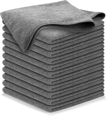 12 Pcs Grey Microfiber Towels for Car & Home - 12.5''x12.5'' Ultra-Absorbent