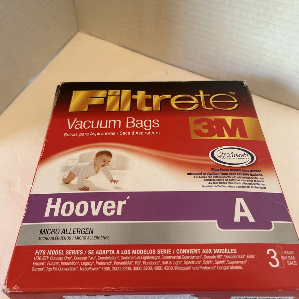 Filtrete 3M Vacuum Cleaner Bag Hoover Style A Micro Allergen 3 Pack New #64730A - Image 4 of 4