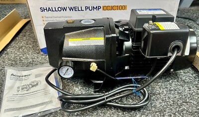 Acquaer Shallow Well Pump CCJC100 1HP Cast Iron Automatic Pressure Switch 115v