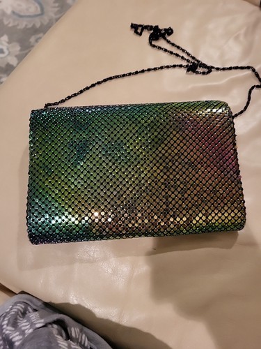 Bolso de Noche de Malla de Metal Negro Iridiscente Años 80 Negro Chadenmail Usado en Excelente Condición - Imagen 3 de 6