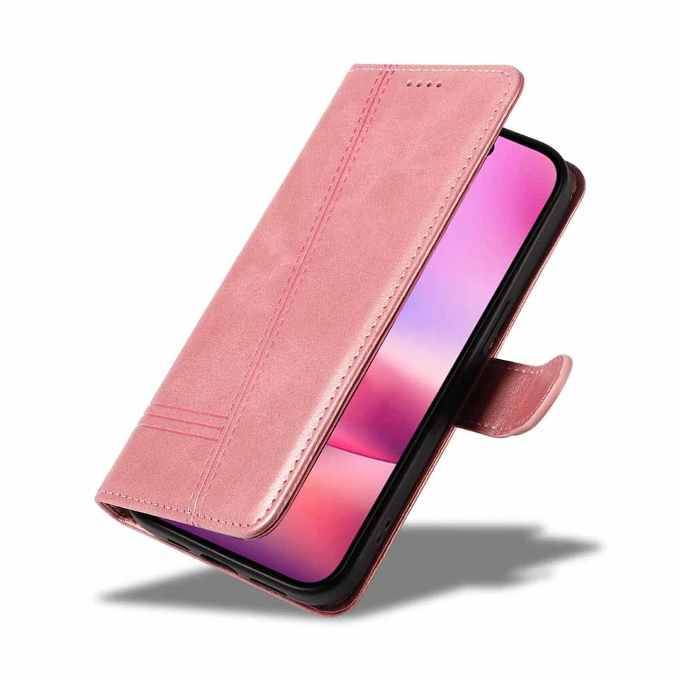 For iPhone 16 Pro 15 14 13 12 11 XR SE 7 8 Flip Wallet Leather Phone Case Cover - Image 2 of 4