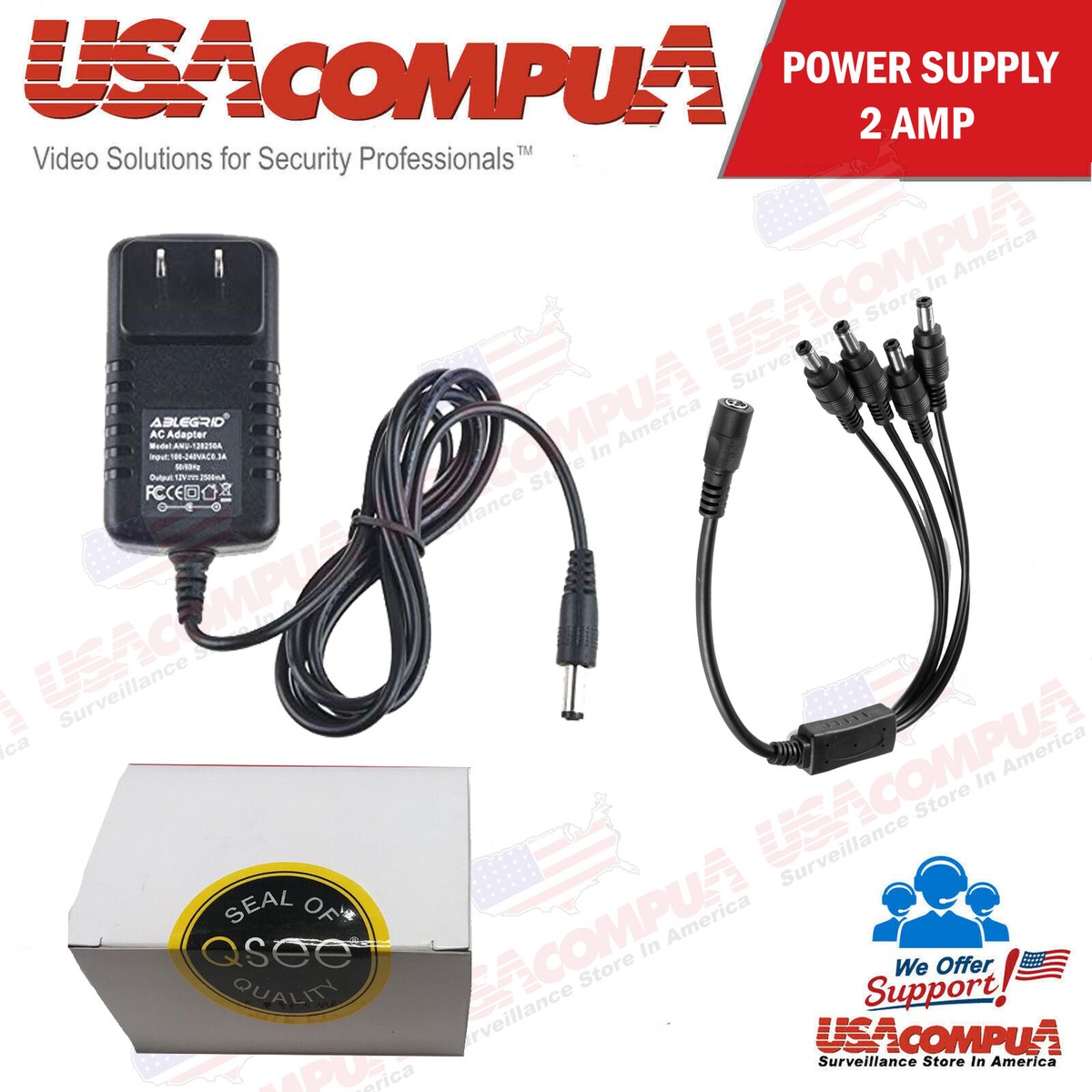 Q-See Original Power Supply Adapter (UL) 12V DC 2A For Q-see/DVR