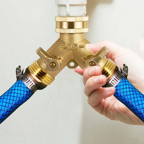 2 PACK 3/4" Garden Hose Splitter 2-Way Solid Brass Y Splitter Connector 2 Valves - Picture 4 of 10