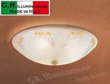 PLAFONIERA MODERNA IN VETRO 2 LUCI D32cm S. BIANCO CRISTALLO E ORO BAGNO CUCINA