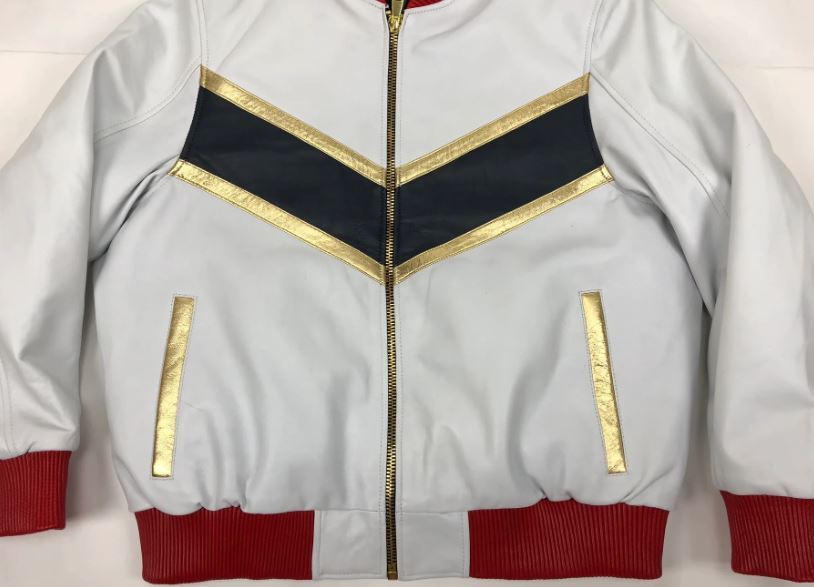 PREMIUM MEN'S VBOMBER BASEBALL LEATHER JACKET [GOLD/WHITE/BLACK] eBay
