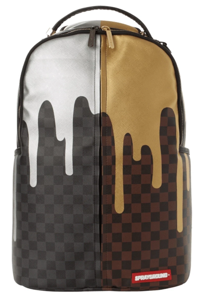 SPRAYGROUND Split Monogram Gold Drip Silver DLXV Backpack UNISEX Bag B3069  Rare