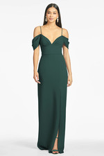 $285 BHLDN Sachin & Babi Emerald Brittany Off Shoulder Crepe Dress 14 NEW B939