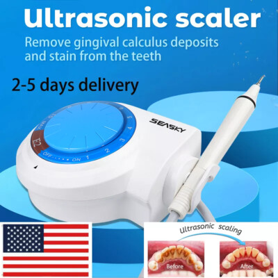 Ultrasonic Piezo Dental Scaler Handpiece 5*Tips Fit EMS WOODPECKER Cavitron