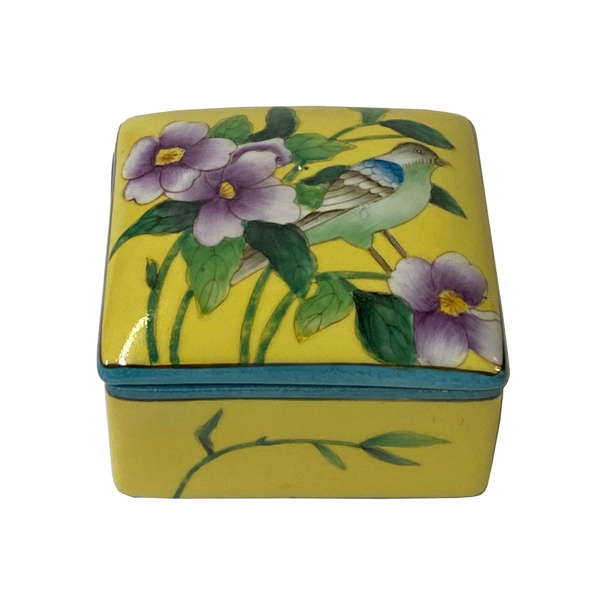 Contemporary Yellow Flower Painting Square Porcelain Box - Jewelry Box ws1149S Contemporary Yellow Flower Painting Square Porcelain Box - Jewelry Box ws1149S