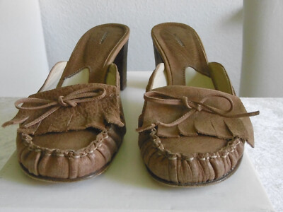 Pantolette/Mules/Mocassin  feel thirtyone  hell-braunes Leder  Absatz 7cm  neuw.