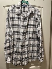 Men's Large Button-Down Long Sleeve Flannel Plaid Shirt