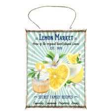 Lemon Market Cupcake Printed Handmade Wood Sign