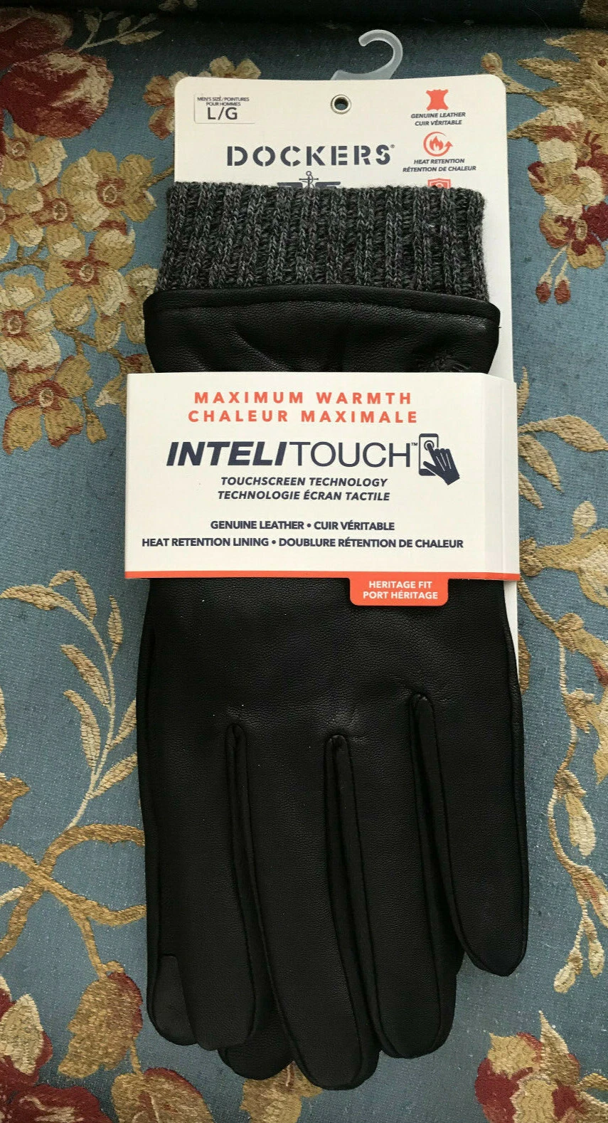 Dockers Intellitouch HERITGE FIT Black Touchscreen Gloves 45DP02C009 L/G MRSP90