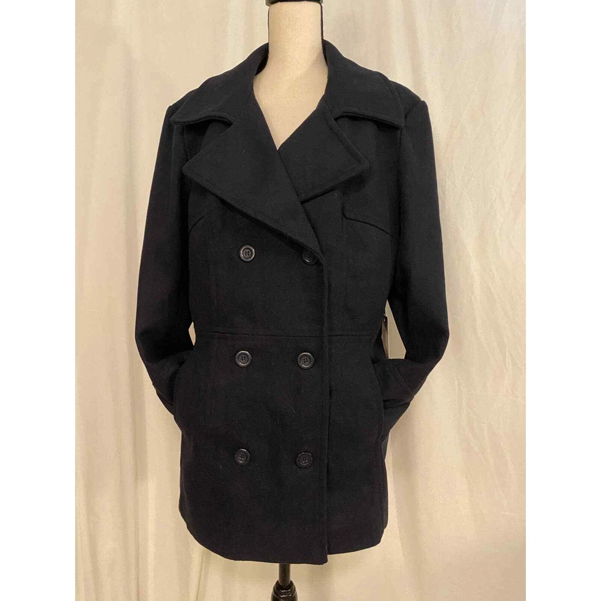 NWT Alpine Swiss Navy Pea Coat Jacket Classic Timeless XL L Wool