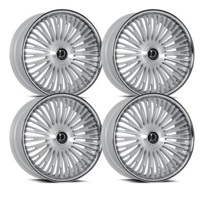 (Set-4) Dolce Razzo 22x9.5 BLANK 35mm Silver Brushed SS LIP Wheels Rims 22 Inch