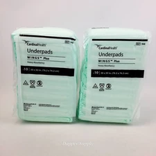 Lot of 20 Cardinal Health Standard Underpads Wings Plus 30" x 30" Disposable