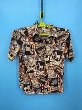 VTG Caliche Shirt Size Medium Made In USA All Over Print Elephant Zebra Safari