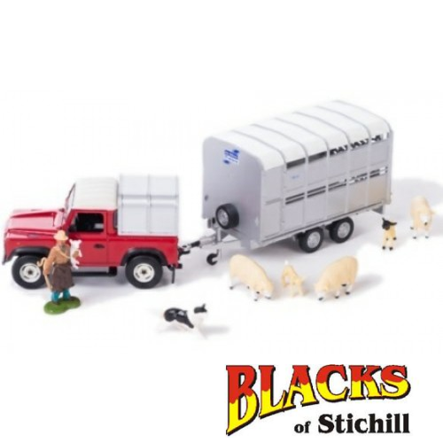 43138A1 Britains Sheep Farmer Set Land Rover & Trailer 1 32 for sale