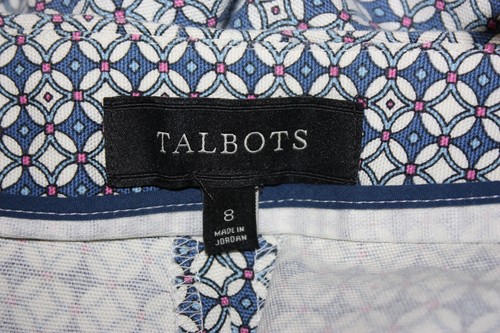 Neu ohne Etikett Talbots Heritage blau pink geometrisches Muster Stretch Hose Gr. 8 (Maße 31x26) - Bild 6 von 7